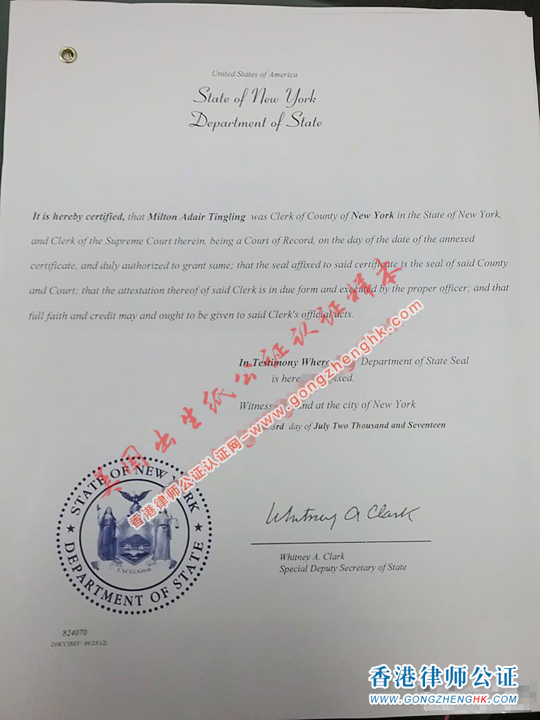 美國出生紙公證認(rèn)證樣本