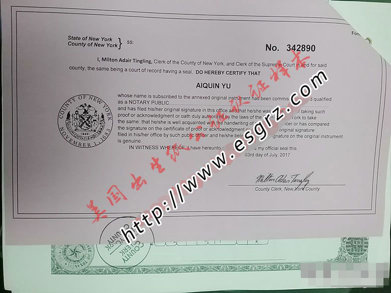 美國(guó)出生紙公證認(rèn)證樣本